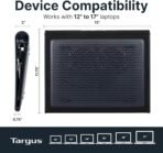Targus 17 Inch Dual Fan Lap Chill Mat - Soft Neoprene Laptop Cooling Pad for Heat Protection, Fits Most 17" Laptops and Smaller - USB-A Connected Dual Fans for Heat Dispersion (AWE55US) - Image 4