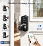 Veise VE018 Smart Knob Handle Lock - Fingerprint, App Control, Keyless Entry for Front Door and Bedroom, Electronic Digital Keypad, Auto Lock, Remote Access Sharing, IP55 Weatherproof, Matte Black - Image 3