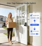 Veise VE018 Smart Knob Handle Lock - Fingerprint, App Control, Keyless Entry for Front Door and Bedroom, Electronic Digital Keypad, Auto Lock, Remote Access Sharing, IP55 Weatherproof, Matte Black - Image 4