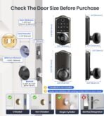Veise VE018 Smart Knob Handle Lock - Fingerprint, App Control, Keyless Entry for Front Door and Bedroom, Electronic Digital Keypad, Auto Lock, Remote Access Sharing, IP55 Weatherproof, Matte Black - Image 5