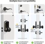 Veise VE018 Smart Knob Handle Lock - Fingerprint, App Control, Keyless Entry for Front Door and Bedroom, Electronic Digital Keypad, Auto Lock, Remote Access Sharing, IP55 Weatherproof, Matte Black - Image 6