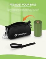 Gobeigo Dog Poop Bag Holder for Leash, Large Opening for Easy Pull Out, Doggy Poo Bag Dispenser with Used Waste Bag Carrier Suitable for Any Retractable Leash with 15 Unscented Bags (Black) - Image 4