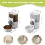Hanging Cage Automatic Small Pet Food Bowl Water Bottle Dispenser, 1L Auto Gravity Pet Feeder and Waterer Set Kennel Feeding Station Crate Feeder Dish for Rabbit Puppy Cats Ferret (Grey) - Image 3