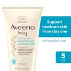 Aveeno Baby Healthy Start Nourishing Newborn Balm, Hypoallergenic Baby Skin Balm with Prebiotic Oat Leaves a Nourishing Layer to Care for Newborn Skin, Fragrance-Free, 5 oz - Image 3