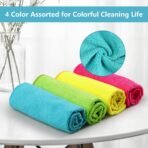 HOMEXCEL Microfiber Cleaning Cloth, 24 Pack Cleaning Rags, Cleaning Towels with 4 Color Assorted, 11.5"X11.5"(Green/Blue/Yellow/Pink) - Image 4