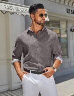 COOFANDY Men's Long Sleeve Button Down Shirts Casual Untucked Shirt Regular Fit Dress Shirt - Image 8