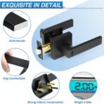 6 Pack Matte Black Door Handles, Keyless Interior Door Knobs, Privacy Door Lever Locksets for Bedroom Bathroom, Heavy Duty Square Door Lock (2.0lb), Reversible for Left&Right Handled Doors - Image 3