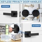 6 Pack Matte Black Door Handles, Keyless Interior Door Knobs, Privacy Door Lever Locksets for Bedroom Bathroom, Heavy Duty Square Door Lock (2.0lb), Reversible for Left&Right Handled Doors - Image 4