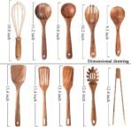 10 Pack Wooden Utensils for Cooking, Wood Utensil Set for Kitchen, Teak Wooden Spoon for Cooking, Non-Stick Spatula Ladle - Image 3