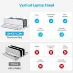 OMOTON [Updated Dock Version] Vertical Laptop Stand, Double Desktop Stand Holder with Adjustable Dock (Up to 17.3 inch), Fits All MacBook/Surface/Samsung/HP/Dell/Chrome Book (Silver) - Image 3