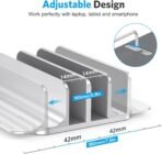 OMOTON [Updated Dock Version] Vertical Laptop Stand, Double Desktop Stand Holder with Adjustable Dock (Up to 17.3 inch), Fits All MacBook/Surface/Samsung/HP/Dell/Chrome Book (Silver) - Image 5
