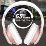 Wireless Bluetooth Headphones Over Ear 65H Playtime HiFi Stereo Headset with Microphone and 6EQ Modes Foldable Bluetooth V5.3 Headphones for Travel Smartphone Computer Laptop Rose Gold - Image 4