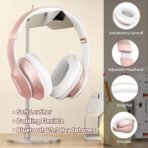 Wireless Bluetooth Headphones Over Ear 65H Playtime HiFi Stereo Headset with Microphone and 6EQ Modes Foldable Bluetooth V5.3 Headphones for Travel Smartphone Computer Laptop Rose Gold - Image 5