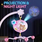 Crib Mobile with Music and Lights, Baby Mobiles for Cribs, Nursery Musical Mobile for Bassinets Toys Hanging Girls Boys, Pack and Play Space Portable Animal Mobile Hanger Arm Clip On Attachment - Image 3