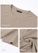 JMIERR Mens T-Shirt Casual Stretch Solid Crewneck Short Sleeve Tees Textured Shirts - Image 6