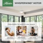 Hunter 52 inch Indoor Ceiling Fan with LED Light and Remote Control - Standard Mount White Ceiling Fan, 3 Blades, For Bedroom, Living Room, or Kitchen - Sentinel 59169, Fresh White - Image 3