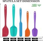 HOTEC Heat Resistant 600℉ Food Grade Silicone Rubber Spatula Set for Baking, Cooking, and Mixing Non Stick Dishwasher Safe BPA-Free Multicolor Set of 5 - Image 3