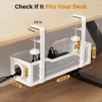 Under Desk Cable Management Tray White, Cinati Wire Organizers No Drill, Cable Tray with Clamp for Wire Management, Cord Organization Box for Office, Home - No Damage to Desk - Image 4