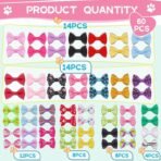 YAKA 60PCS (30 Paris) Cute Puppy Dog Small Bowknot Hair Bows with Metal Clips Handmade Hair Accessories Bow Pet Grooming Products (60 Pcs,Cute Patterns) - Image 5