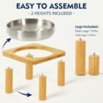 Elevated Cat Bowls for Indoor Cats – Raised Bamboo Cat Bowl Stand with 5.5 Inch Wide Stainless Steel Dishes, Pet Food Table Plate for Easy Feeding, Whisker Friendly(Silver,Set of 2) - Image 6