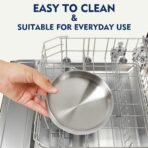 Elevated Cat Bowls for Indoor Cats – Raised Bamboo Cat Bowl Stand with 5.5 Inch Wide Stainless Steel Dishes, Pet Food Table Plate for Easy Feeding, Whisker Friendly(Silver,Set of 2) - Image 7