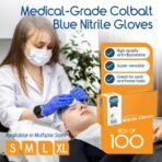 Inspire Cobalt Blue Nitrile Disposable Gloves | 4.5 Nitrile Safety Medical Exam Cooking Cleaning Disposable Gloves - Image 3