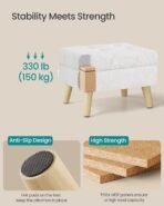 SONGMICS Storage Ottoman, Foot Stool, Ottoman with Padded Seat, Foot Rest with Wood Legs, Small Table, for Hallway, Living Room, 11.8 x 15.7 x 11.4 Inches, Teddy Fleece, Cream White ULOM518WD01 - Image 5