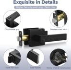 Estmoon 5 Pack Matte Black Door Handles Interior Door Knobs, Home Improvement Keyless Privacy Door Lock, Heavy Duty Zinc Alloy 2.07 lb Door Leverset for Bedrooms Bathrooms - Image 4