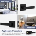 Estmoon 5 Pack Matte Black Door Handles Interior Door Knobs, Home Improvement Keyless Privacy Door Lock, Heavy Duty Zinc Alloy 2.07 lb Door Leverset for Bedrooms Bathrooms - Image 5