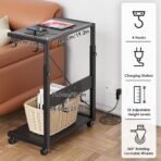 JANE EYRE Computer Tower Stand - Adjustable PC Tower Stand CPU Holder Cart with Charging Station for Office Home Classroom,23.03"-28.3" H, black - Image 4