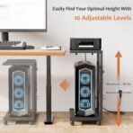 JANE EYRE Computer Tower Stand - Adjustable PC Tower Stand CPU Holder Cart with Charging Station for Office Home Classroom,23.03"-28.3" H, black - Image 5