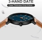 CHEETAH Minimalist Waterproof Quartz Watches for Men with Leather Strap, Auto Date - Image 4