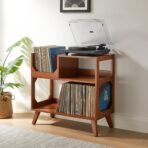 Crosley Furniture Asheville Mid-Century Modern Media Console Record Player Stand, Storage for Vinyl Records, Medium, Walnut - Image 3