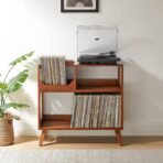 Crosley Furniture Asheville Mid-Century Modern Media Console Record Player Stand, Storage for Vinyl Records, Medium, Walnut - Image 5