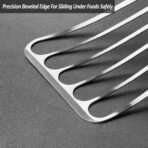 2 Pack Fish Spatula Turner, Stainless Steel Slotted Spatulas for Flipping, Turning, Frying & Grilling, 3"x6"+4"x8" Metal Slotted Spatulas, Wooden Full Tang Handle & Curved Blade - Image 4