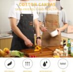 Tosewever Canvas Cross Back Chef Cotton Aprons for Men Women with Large Pockets - Image 3