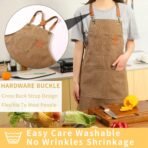 Tosewever Canvas Cross Back Chef Cotton Aprons for Men Women with Large Pockets - Image 4