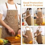 Tosewever Canvas Cross Back Chef Cotton Aprons for Men Women with Large Pockets - Image 5