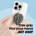 OnTheGrip Compatible with Magsafe Magnetic Cute Acrylic Tropical Leaf Design Collapsible Mobile Phone Grip Stand Holder for Smartphone Tablet Cell Phone Accessory (Crystallinum Dark) - Image 3