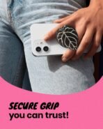 OnTheGrip Compatible with Magsafe Magnetic Cute Acrylic Tropical Leaf Design Collapsible Mobile Phone Grip Stand Holder for Smartphone Tablet Cell Phone Accessory (Crystallinum Dark) - Image 5