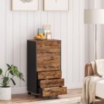 HOOBRO 7-Drawer File Cabinet, Wooden Office Cabinet with Drawers, Mobile Storage Filing Drawer for Home Office, Study, Easy Assembly, Rustic Brown and Black BF07WJ01 - Image 7