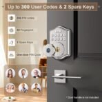 52HZ Fingerprint Door Lock, Keyless Entry Door Lock with Code, Voice Guidance Electronic Keypad Deadbolt Smart Locks for Front Door, Anti-Peeping Password, Auto Lock, Easy to Install, Satin Nickel - Image 3