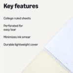 Amazon Basics College-Ruled Spiral Notebook, For Work and School, 70 Sheets, 8" x 10.5", Light Blue, 2-Pack - Image 3