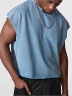 GORGLITTER Men's Dolman Sleeve Crop Vest Top T Shirts Crewneck Loose Pullover Tank Tops - Image 3