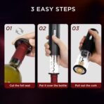 Electric Bottle Wine Opener Set, Automatic Electronic Corkscrew with Blue Led Indicator, Vacuum Stopper, Pourer, and Foil Cutter, Perfect for Home, Party and Wedding, Rechargeable - Image 7