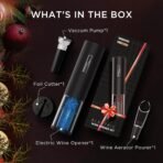 Electric Bottle Wine Opener Set, Automatic Electronic Corkscrew with Blue Led Indicator, Vacuum Stopper, Pourer, and Foil Cutter, Perfect for Home, Party and Wedding, Rechargeable - Image 8