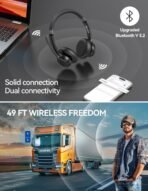 TECKNET Wireless Headset, Bluetooth Headset with Noise Cancelling Microphone - Rechargeable Bluetooth V5.2 Headphones, 50H Playtime & Mic Mute, On Ear Headphones for Trucker/Remote Work/Call Center - Image 3