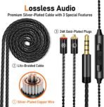 Vibes 202M Wired Earbuds - HiFi in Ear Monitor Headphones - Noise Isolating Ear Buds w/ Mic - Clear Sound, Deep Bass & Comfort-Fit Gaming Earphones - MMCX to 3.5mm & Silver Plated Cord, Carrying Case - Image 5