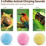 Potaroma Chirping Cat Toys Balls with SilverVine Catnip, Upgraded, 3 Pack Fluffy Interactive Cat Kicker, 3 Lifelike Animal Sounds, Kitty Kitten Catnip Exercise Toys - Image 3
