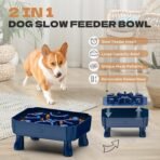 UPSKY Slow Feeder Dog Bowl, 2-in-1 Raised Dog Bowl with Anti-Choking Maze Puzzle, 2-6 Cups Pet Food for Small & Medium Breeds, Interactive Pet Feeder to Slow Eating, Reduce Boredom Blue - Image 3